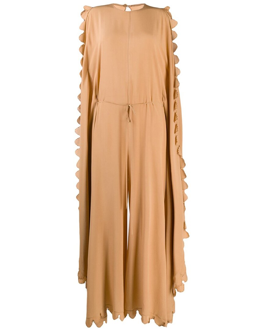 Stella Mccartney All In One Petal Edged Jumpsuit In Brown