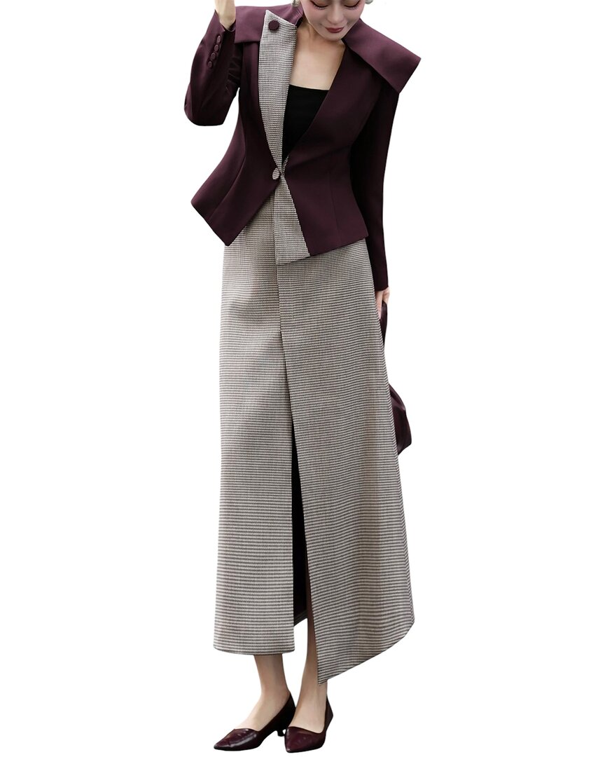 Brc By Burryco 2pc Blazer & Skirt Set In Gray