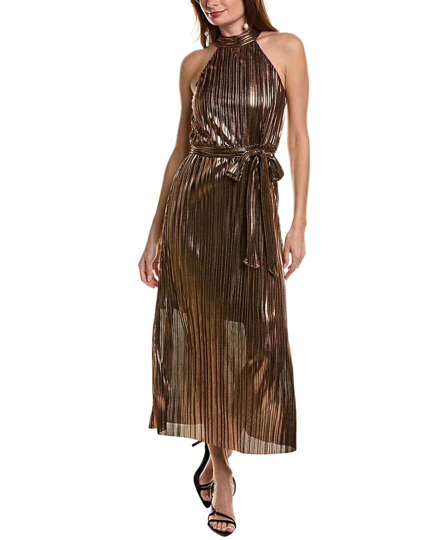 Shop Anne Klein Metallic Halter Midi Dress