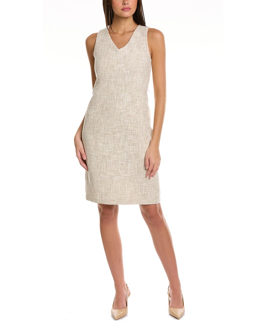Anne Klein Metallic Tweed Sleeveless Dress In White | ModeSens