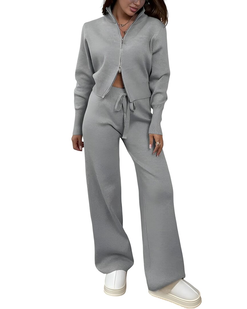 Gvibi 2pc Cardigan & Pant Set In Gray
