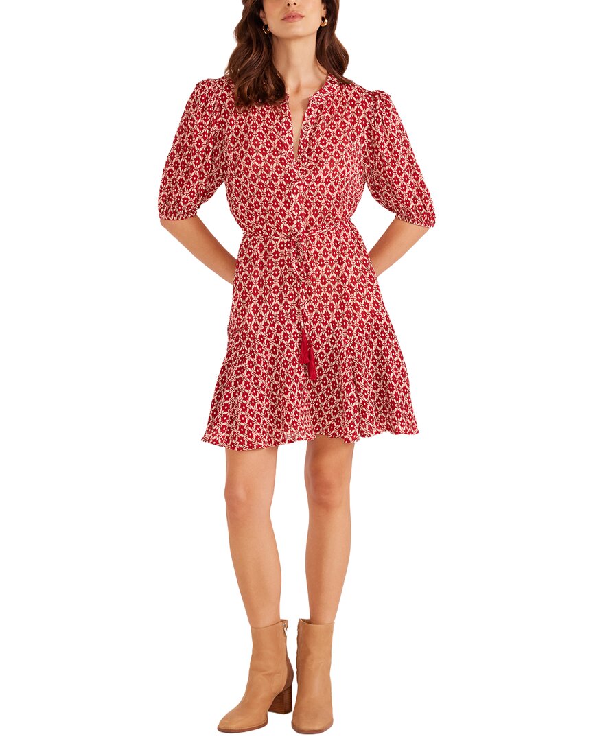 Minkpink Annie Puff Sleeve Mini Dress In Red-geo Red