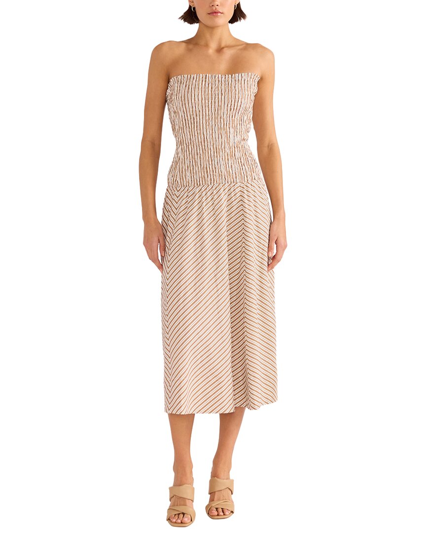 chinese dress ladies Cotton & Linen Shirred Midi Dress main image 0
