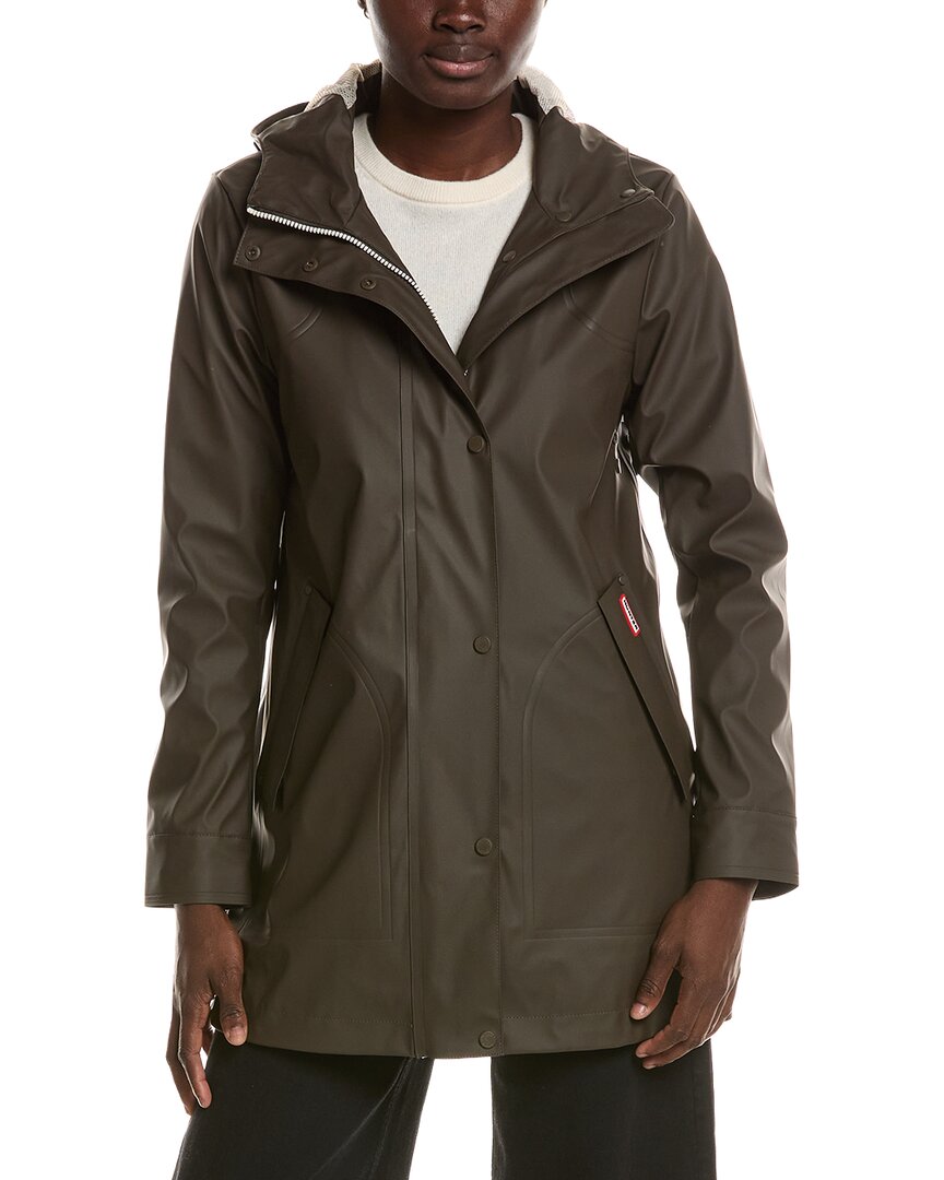 Hunter Acacia Rubberized Mid Length Rain Jacket In Brown