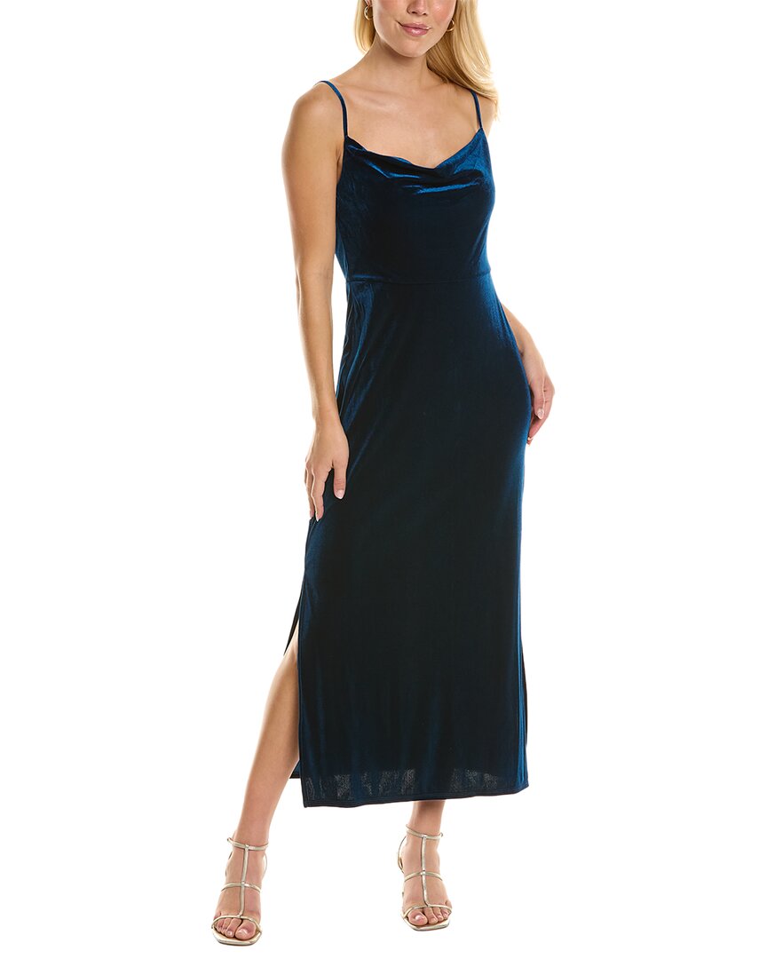 Shop Taylor Stretch Velvet Maxi Dress In Blue