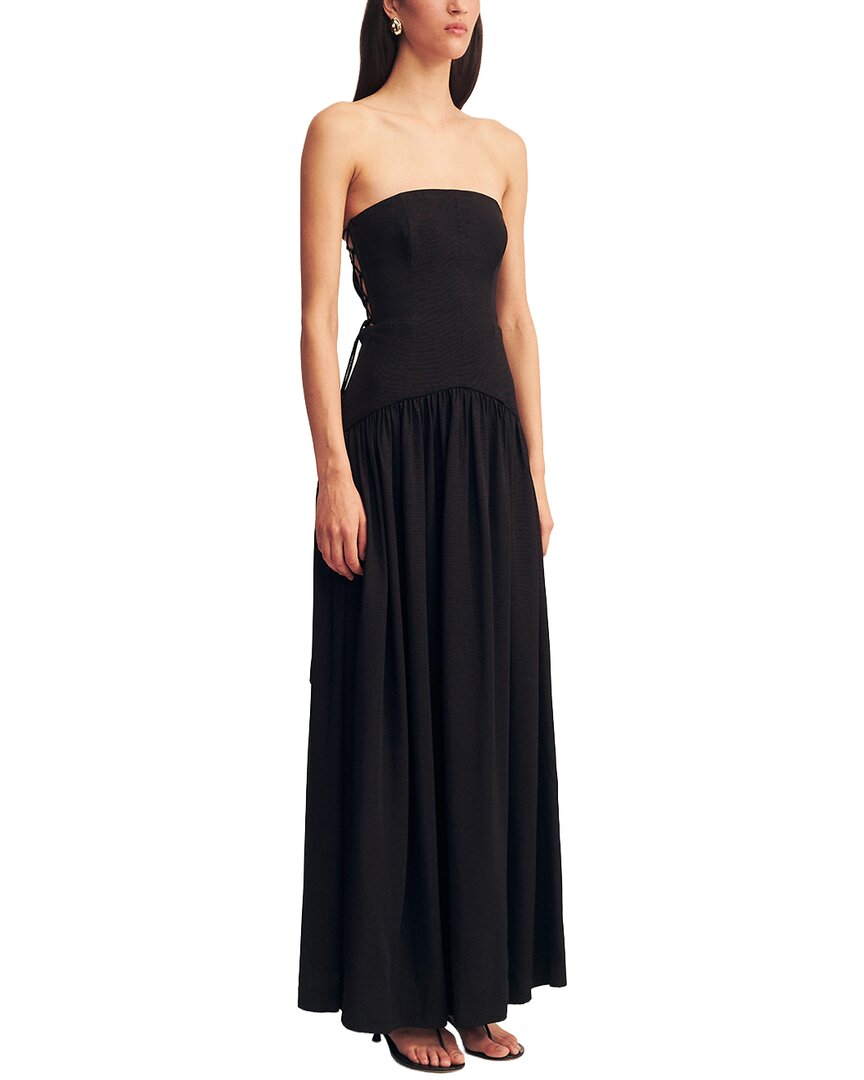 Shona Joy Vento Lace Up Strapless Maxi Dress In Blk-black