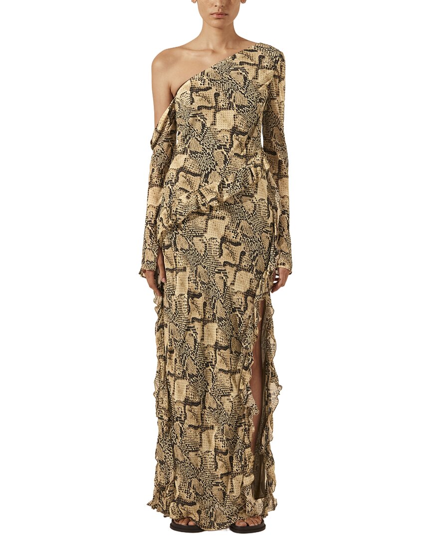 Shona Joy Hadiya Asymmetrical Long Sleeve Ruffle Maxi Dress