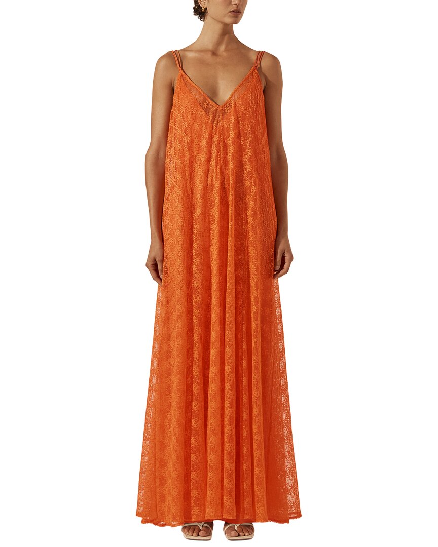 Shona Joy Sol Lace Plunged Maxi Dress In Orange