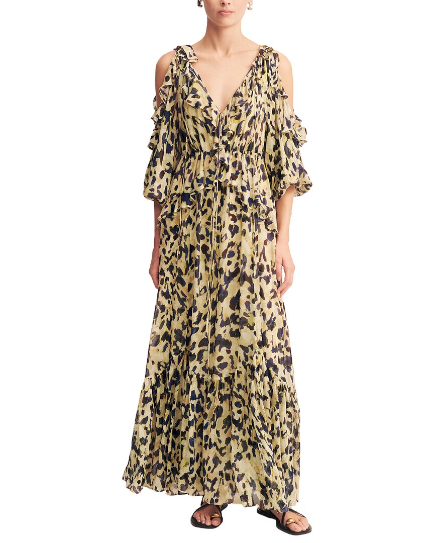 Shona Joy Kinetic Ruffle Drawstring Maxi Dress In Brown