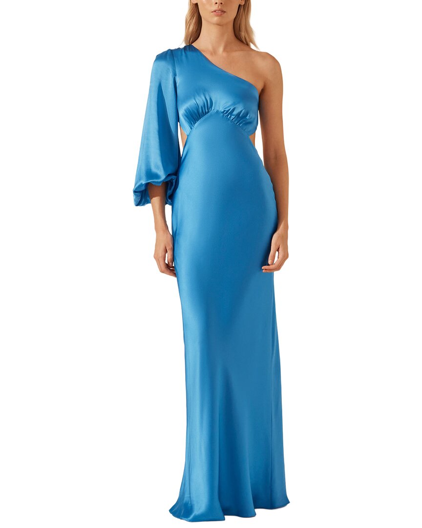 Shona Joy Ciel Silk One Shoulder Maxi Dress In Animal Print