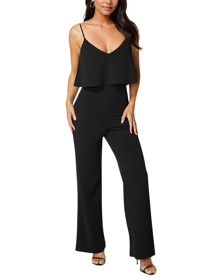 Bebe Ruffle Wide Leg Jumpsuit In Black
