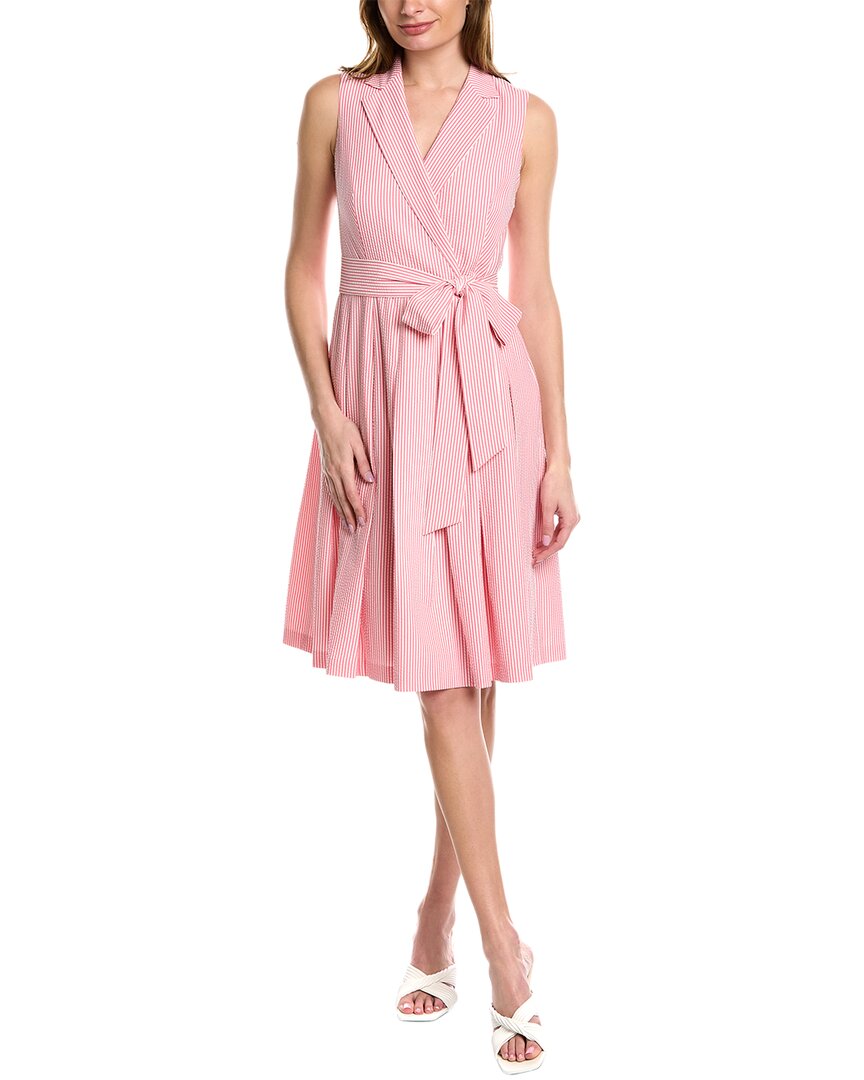 Anne Klein Women's Seersucker Wrap-style Fit & Flare Dress In Pink