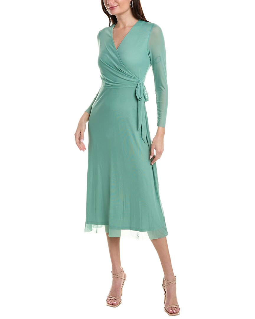 Shop Anne Klein Mesh Midi Wrap Dress In Green