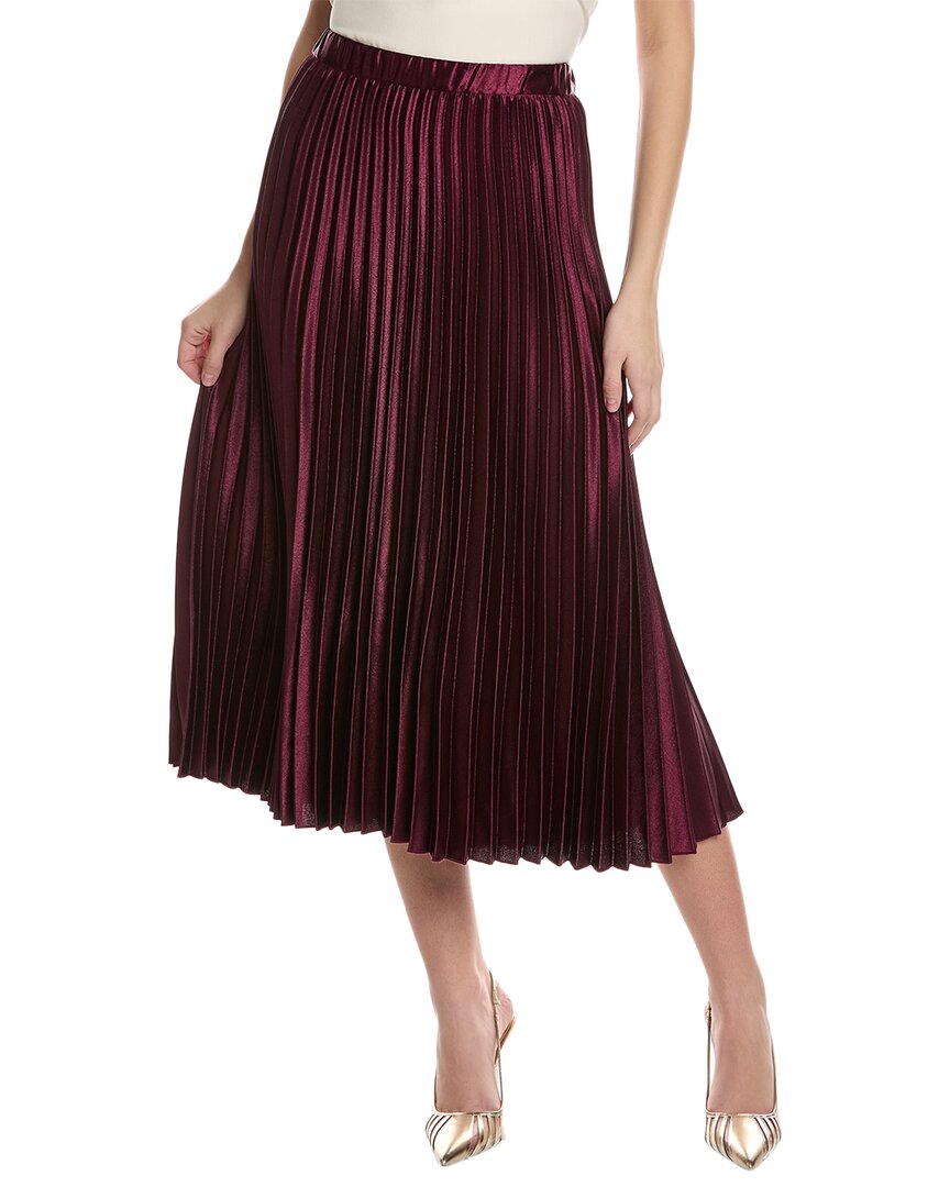 Anne Klein Pleated Satin Skirt In Red