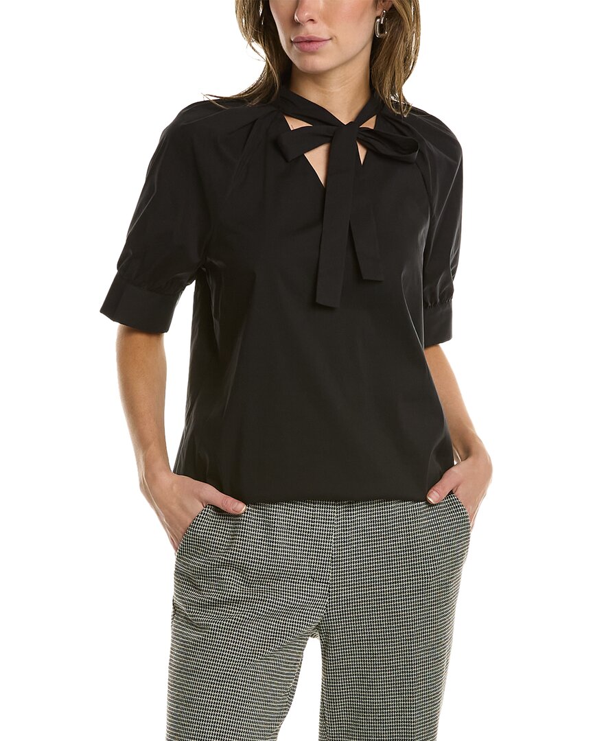 Shop Anne Klein Elbow-length Puff Sleeve Blouse In Black