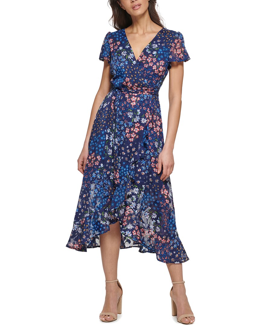 Kensie Printed Burnout Chiffon Midi D