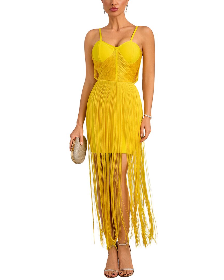Adele Berto Embellished Mini Dress In Yellow