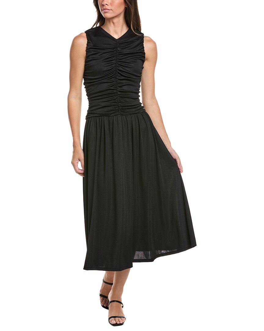 Kenneth Cole Drawstring A-line Midi Dress In Black
