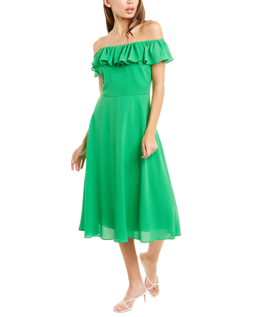 Image of Betsey Johnson Off-The-Shoulder Midi Dress