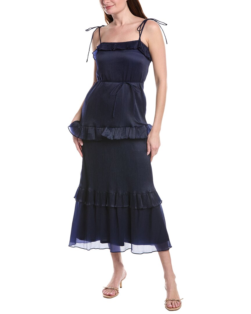 Julia Jordan Crinkled Chiffon Midi Dress In Blue