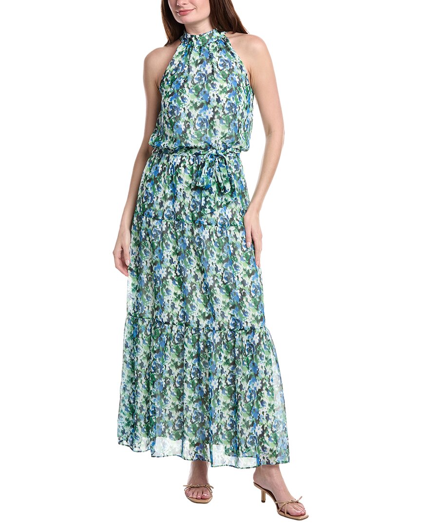 Julia Jordan Printed Chiffon Sleeveless Maxi Dress In Green