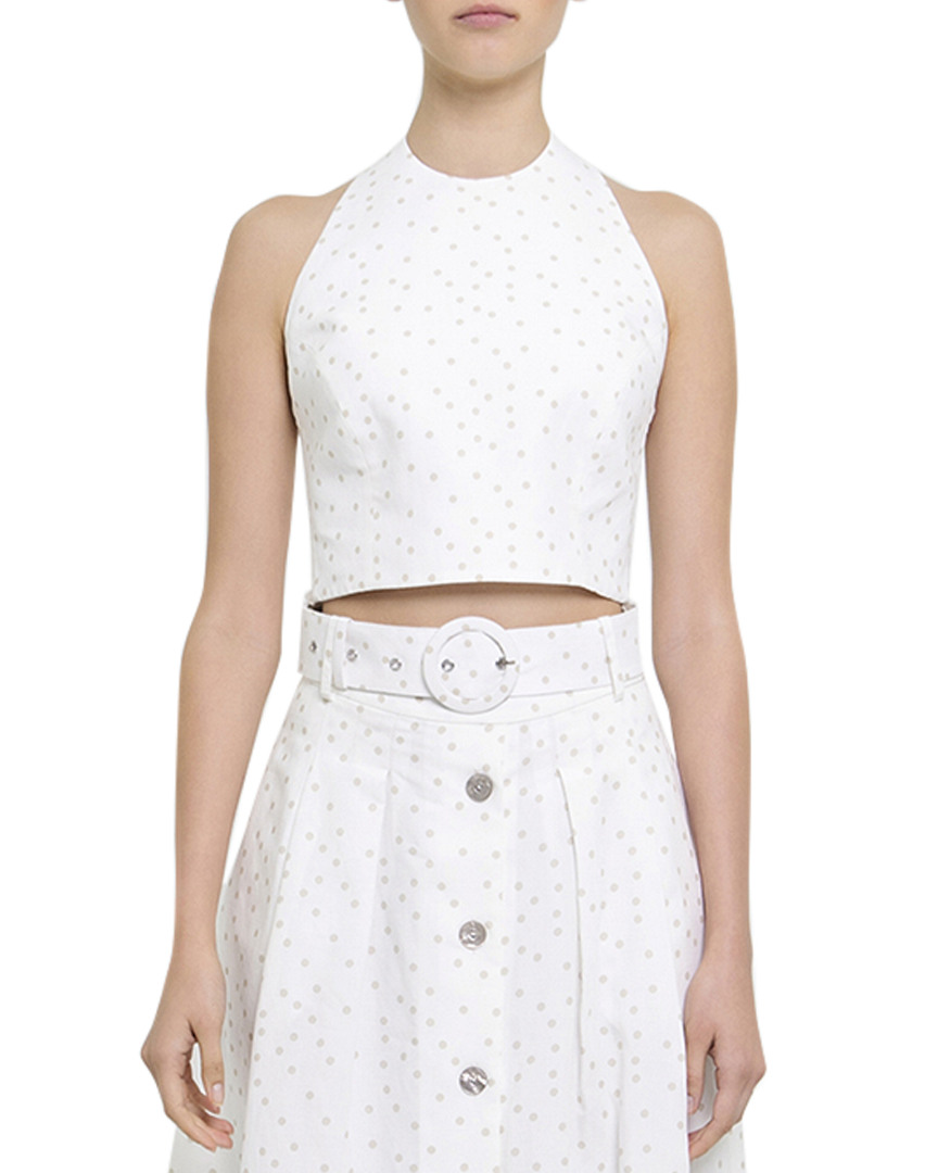 Image of Rebecca Vallance Holliday Wrap Linen-Blend Crop Top
