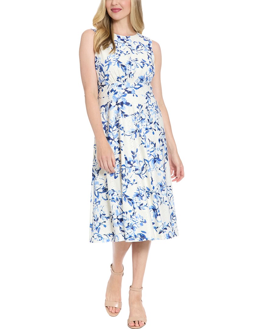 London Times Midi Dress In White