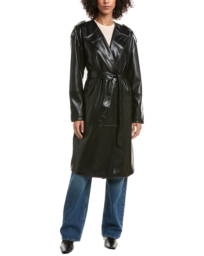 Nvlt Vegan-leather Trench Coat In Black