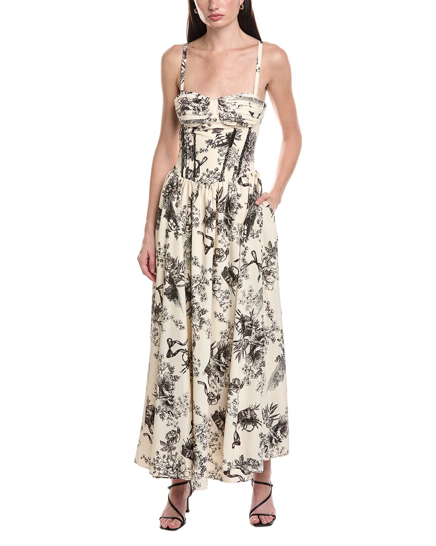 Maison Tara Printed Dress In White