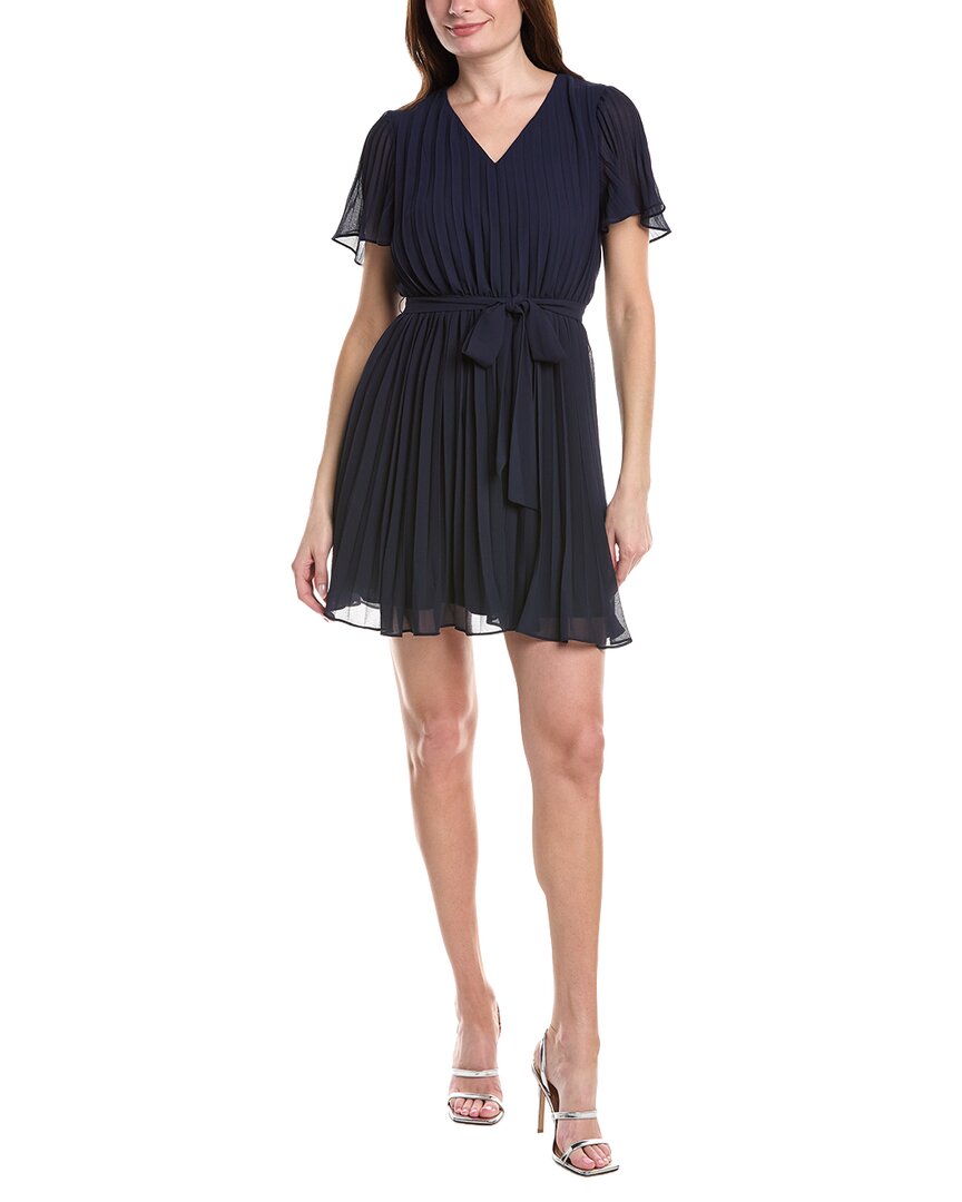 Sam Edelman Pleated Plisse Mini Dress In Navy