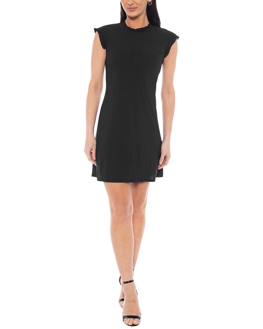 Tash + Sophie Solid Jersey Ruffled Dress In Black