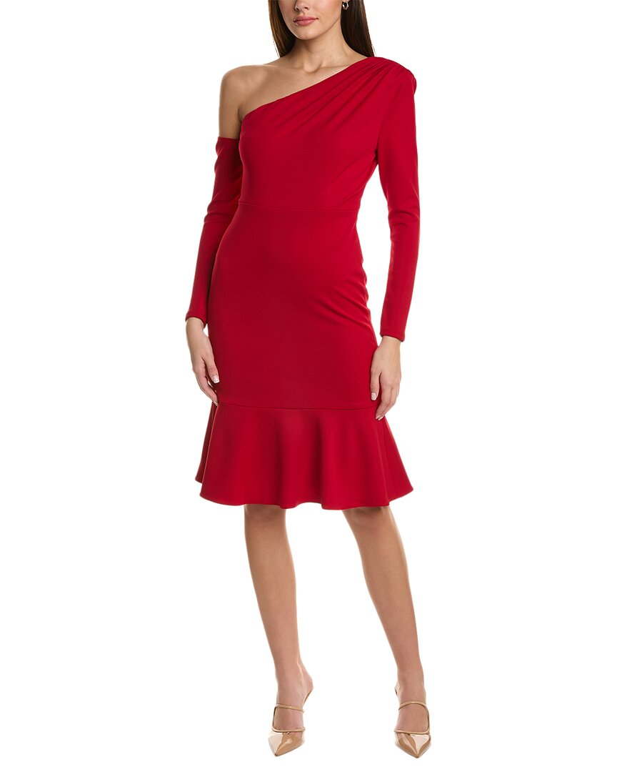 Shop Laundry By Shelli Segal Asymmetric Scuba Dress In Red