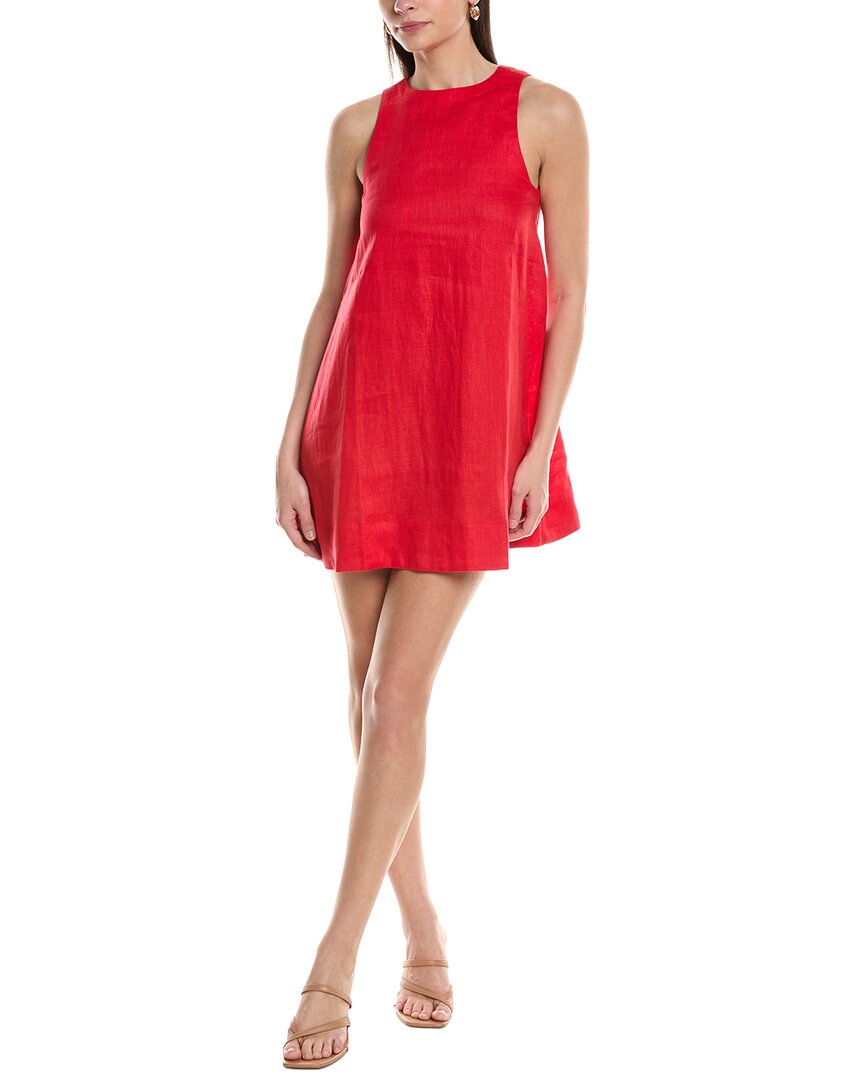 Opt Few Moda Zinnia Linen Mini Dress In Red