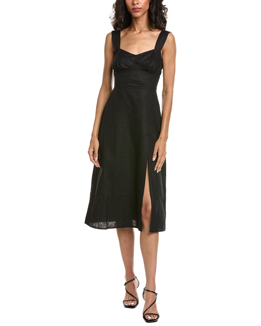 Opt O.p.t Sleeveless Linen Midi Dress In Black