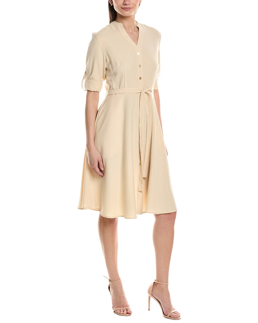 Sharagano Short Sleeve Shirtdress In Brown