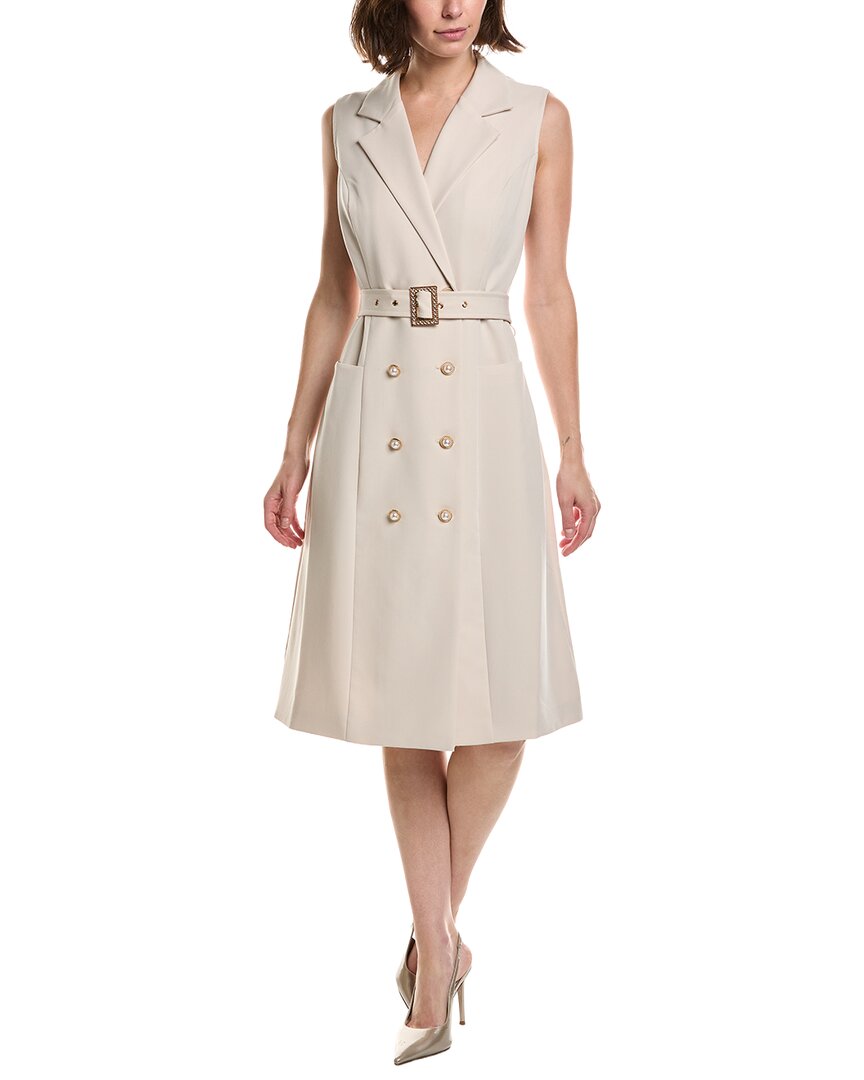 Pascale La Mode Lapel Collar Double-breasted Midi Dress In Neutral