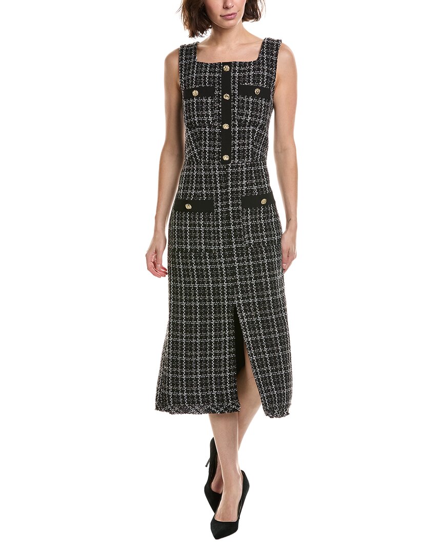 Pascale La Mode Sleeveless Tweed Midi Dress In Black