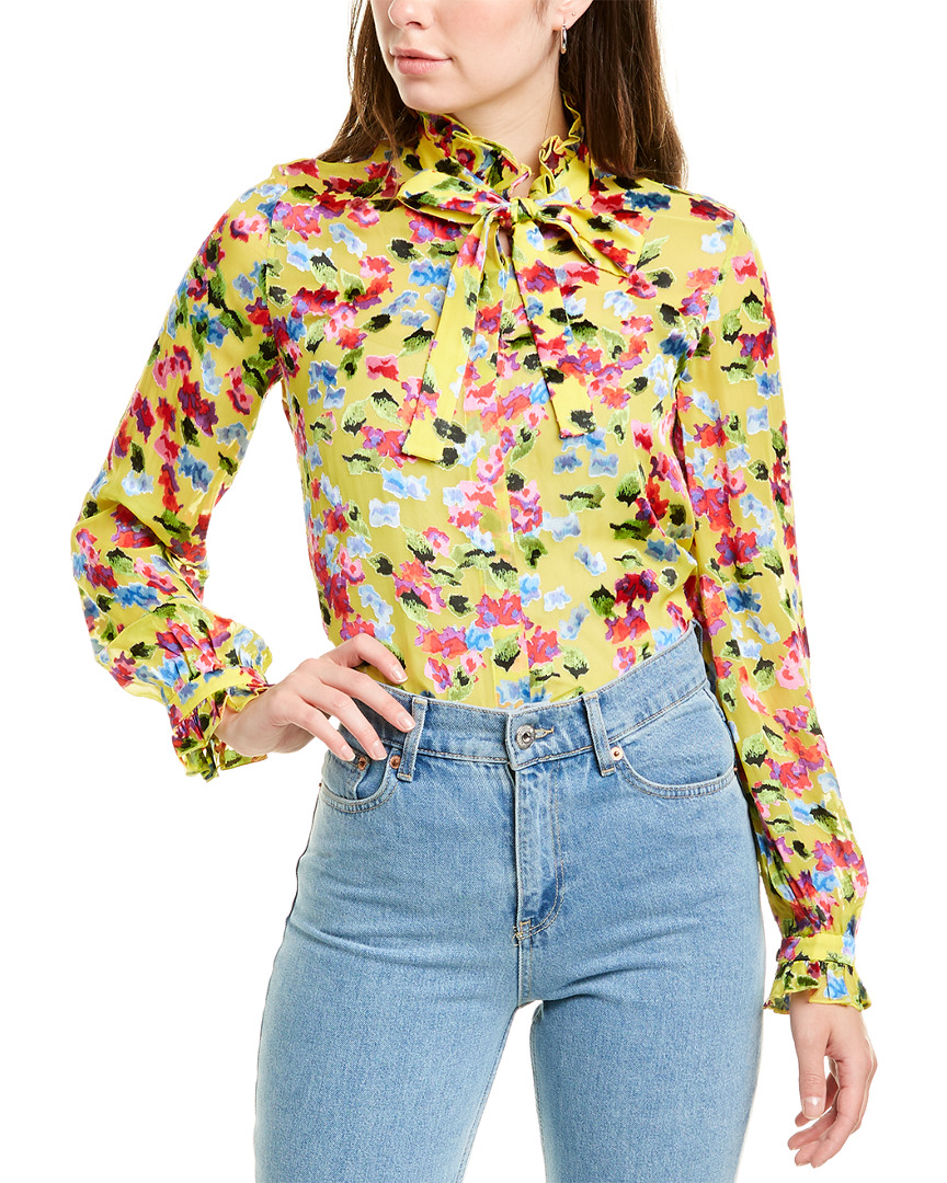 Image of Saloni Emile Silk-Blend Top