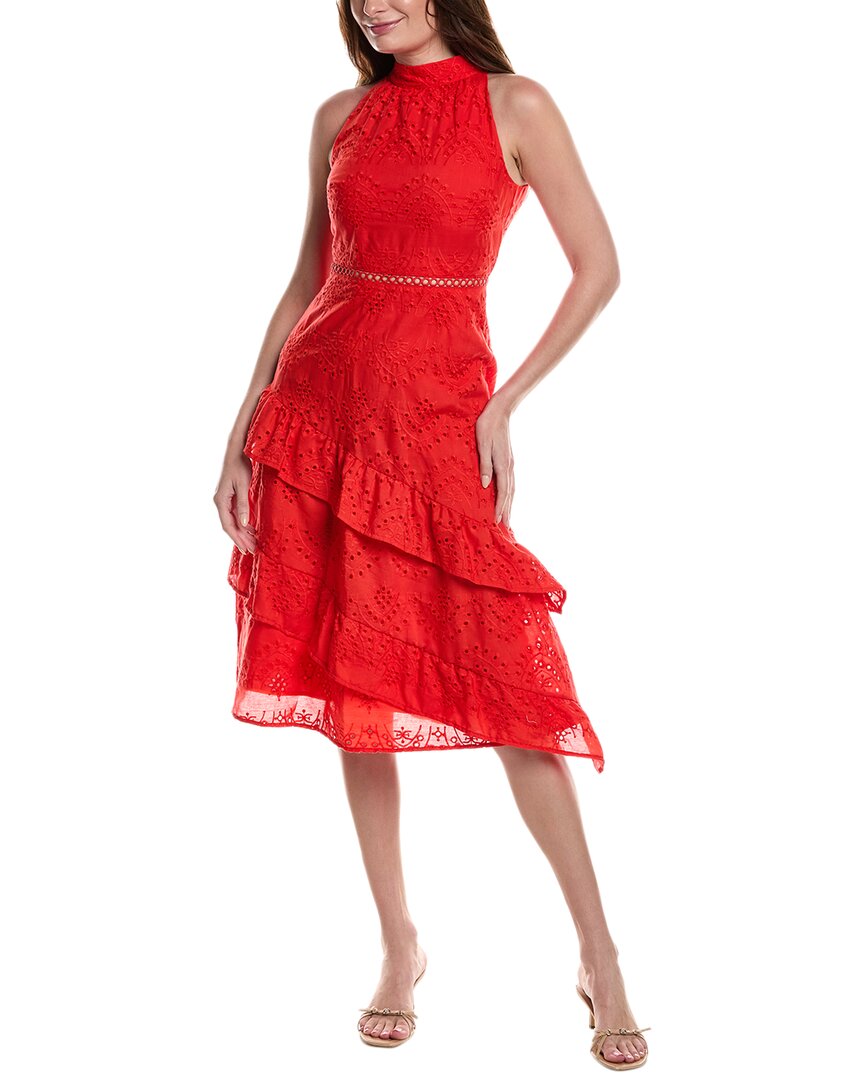 Sam Edelman High Neck Eyelet Midi Dress Women's