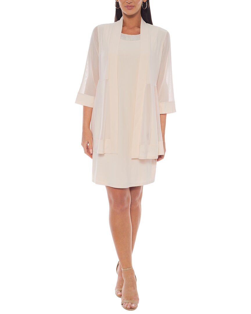Marina Beaded Neck Mini Dress In Tan