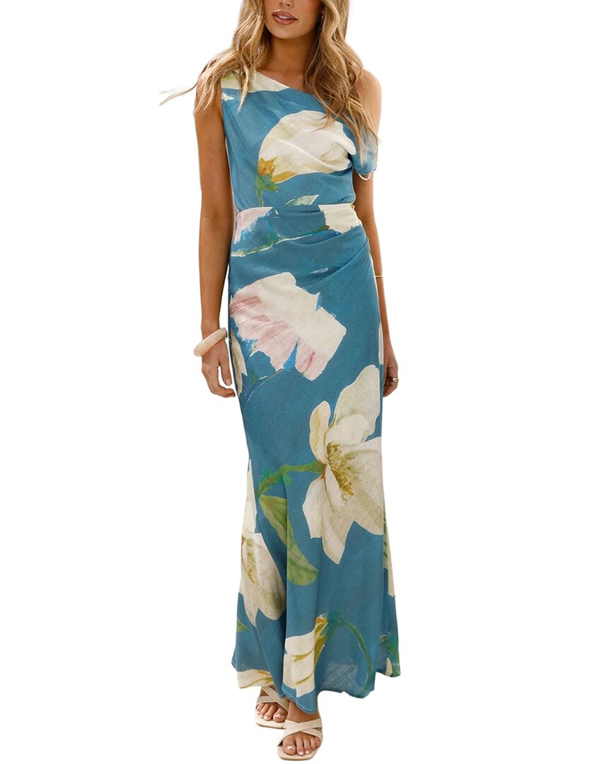 Oloey One-shoulder Maxi Dress In Multicolor