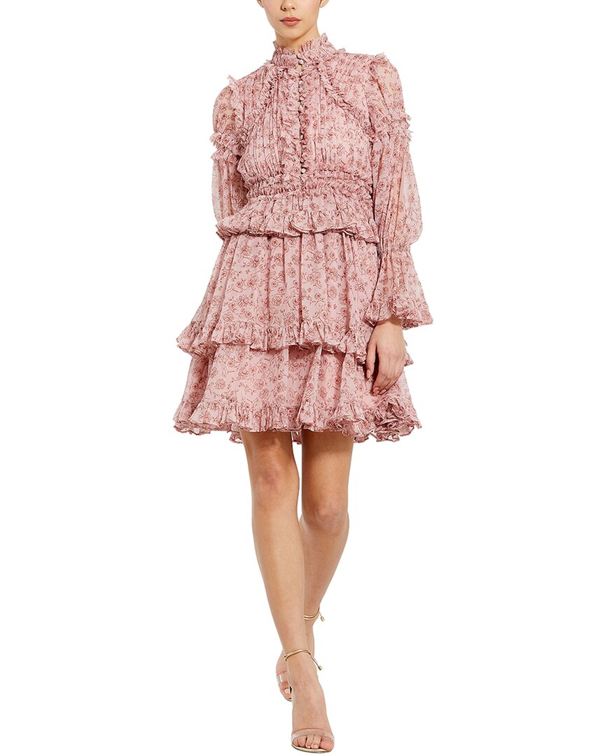 Mac Duggal Open Front Ruffle Mini Dress In Orange