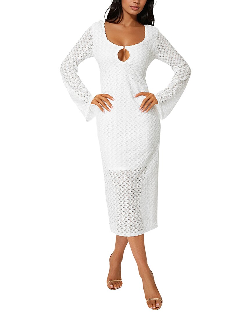 Bebe Crochet Midi Dress In White