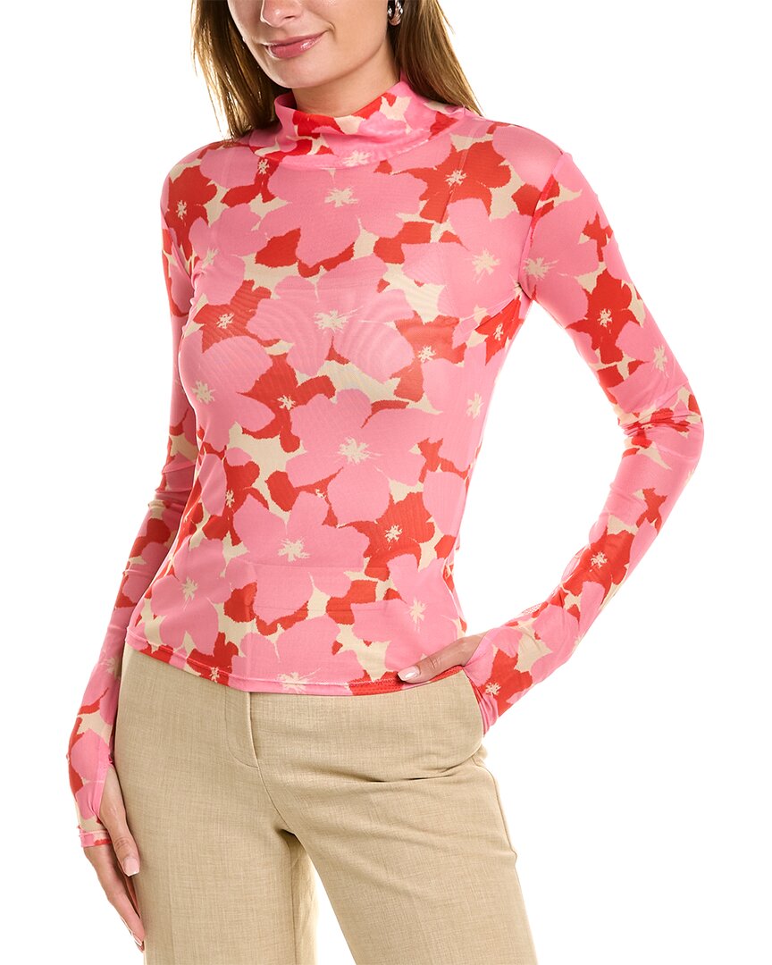 Alexia Admor Doja Mock Neck Mesh Top In Pink
