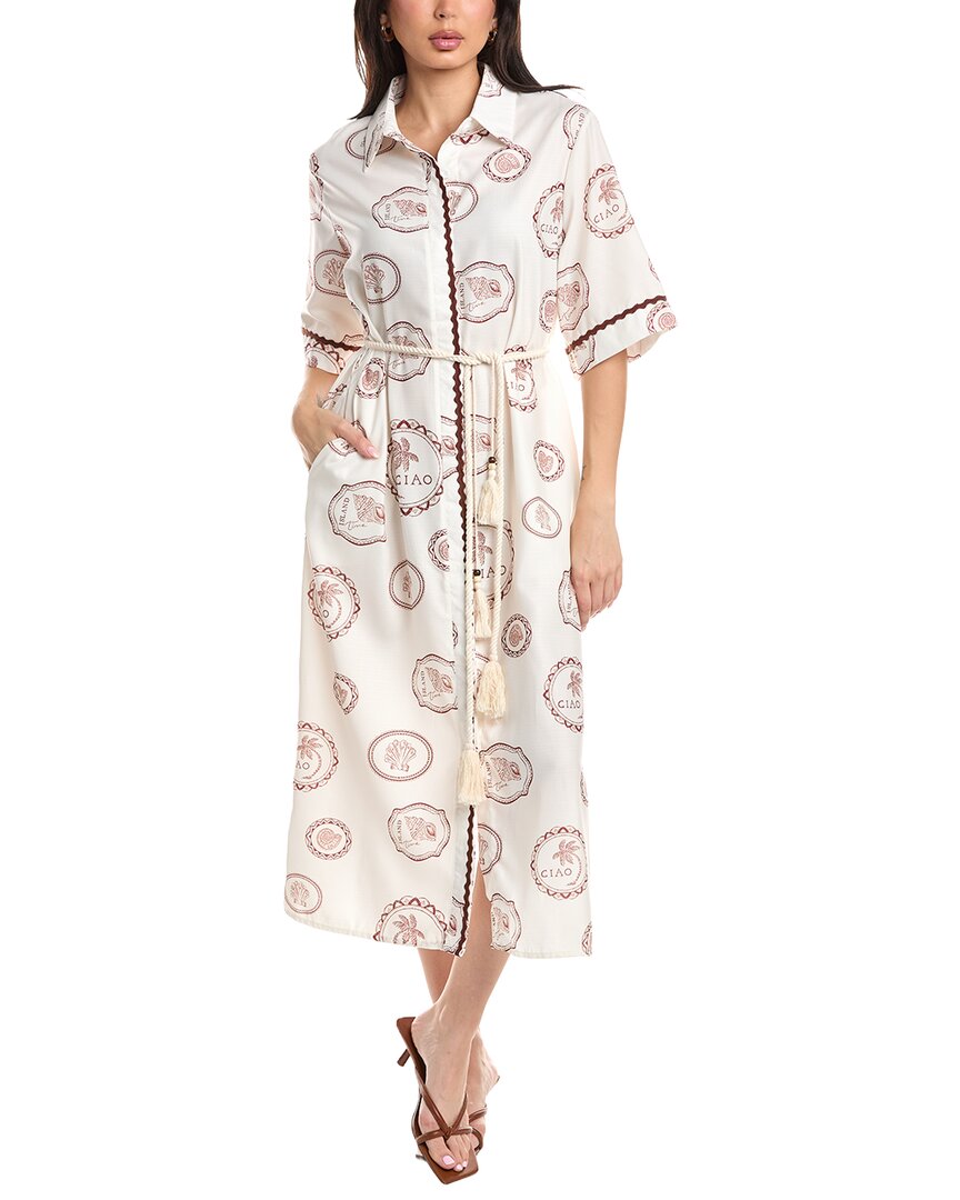 Jl Luxe Short Sleeve Midi Shirtdress In Abstract Print