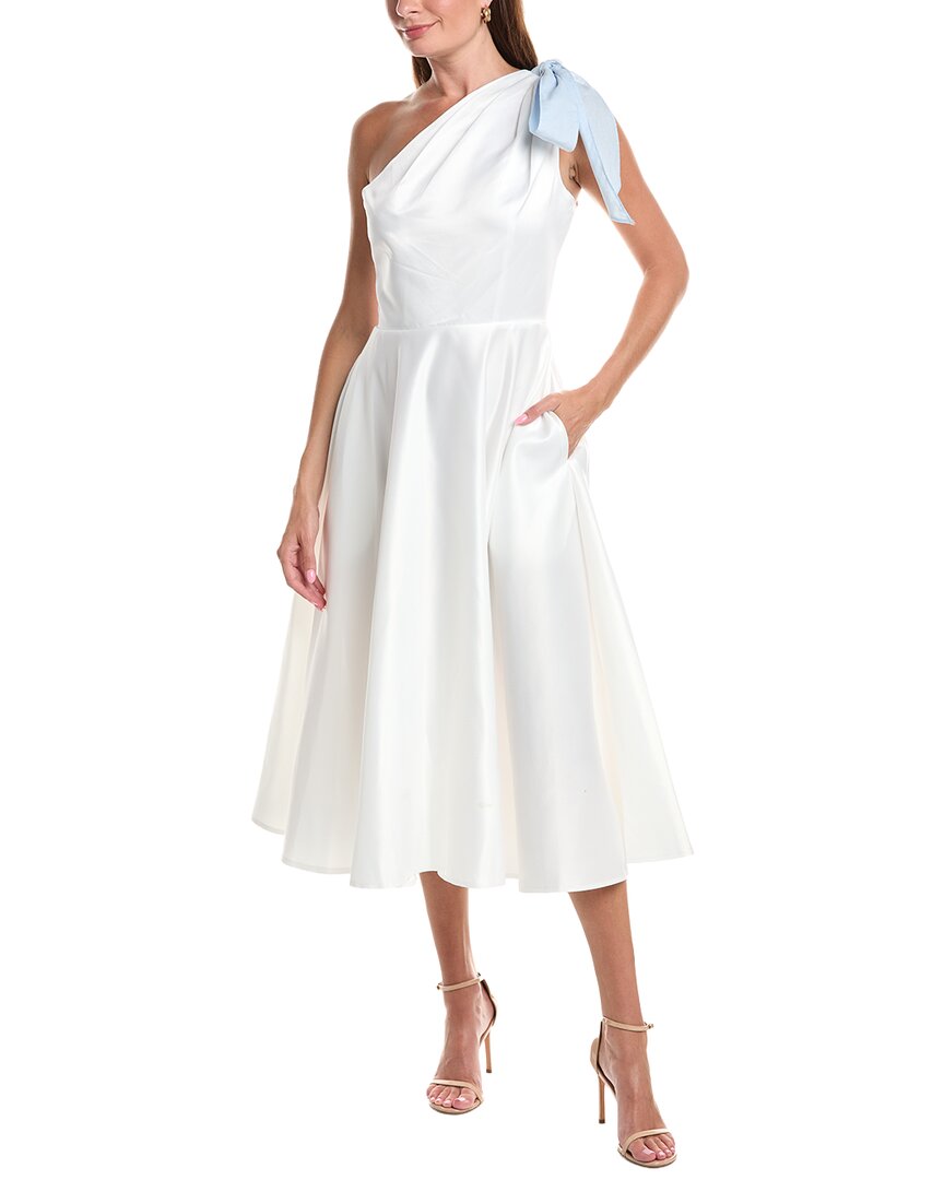 Rene Ruiz Flare Hem Faille Midi Dress In White