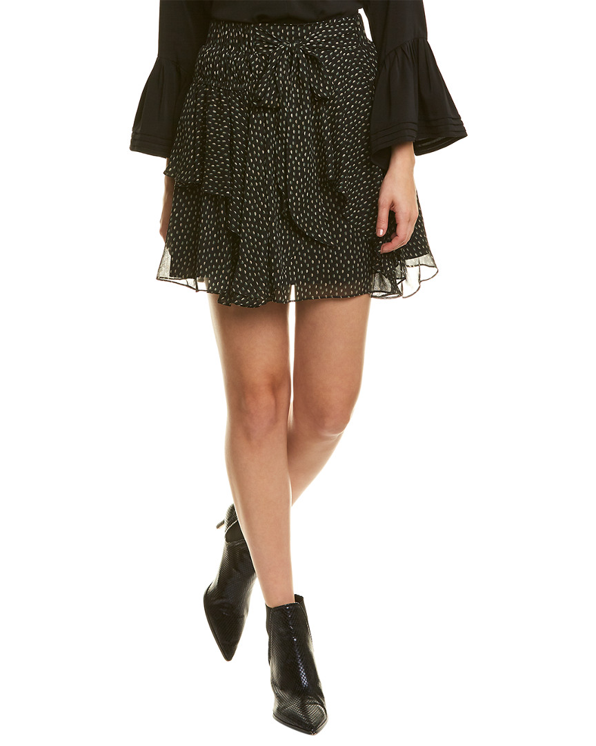 Image of Halston Heritage Ruched Silk Mini Skirt