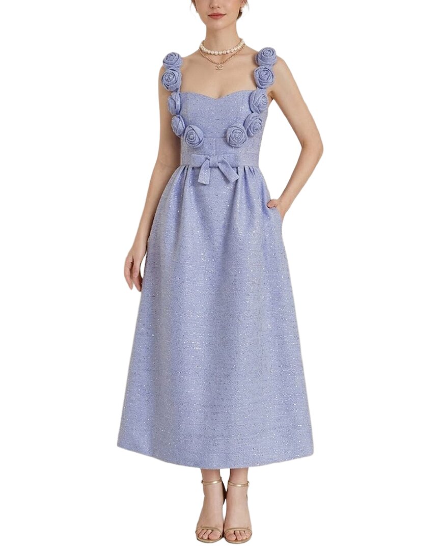 Amanda Royal Midi Dress In Blue