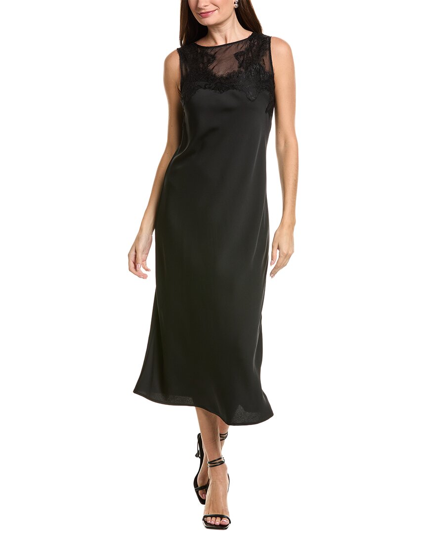 Ellen Tracy Lace Applique Dress In Black