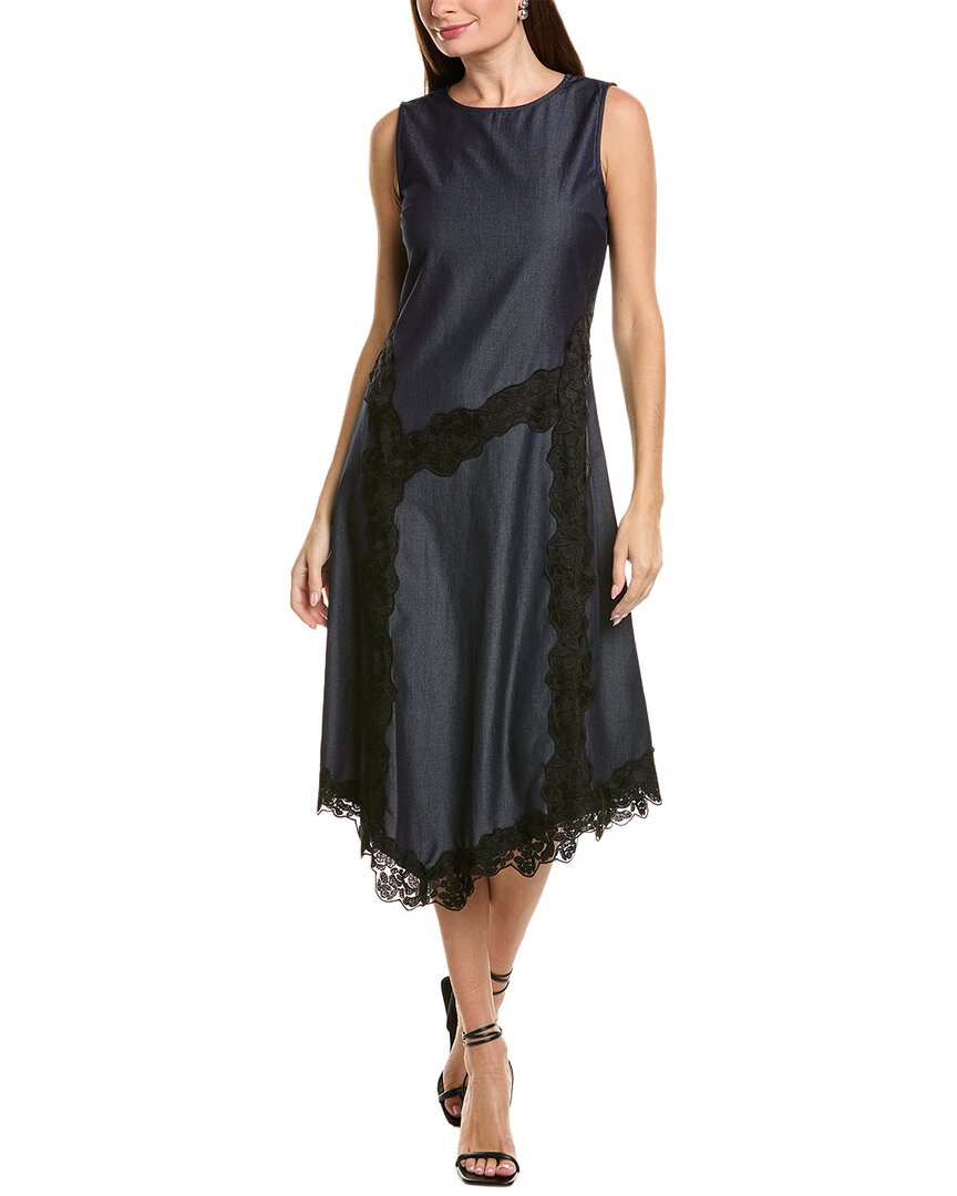 Ellen Tracy Embroidered Dress In Black